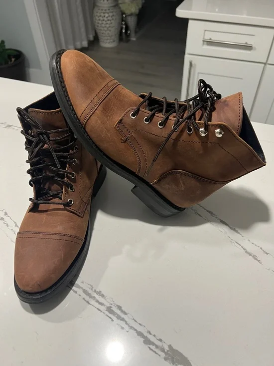 Thursday Boot Company Men's Tan Leather Captain Cap-Toe Lace-Up Boots size 8 - Picture 8 of 15